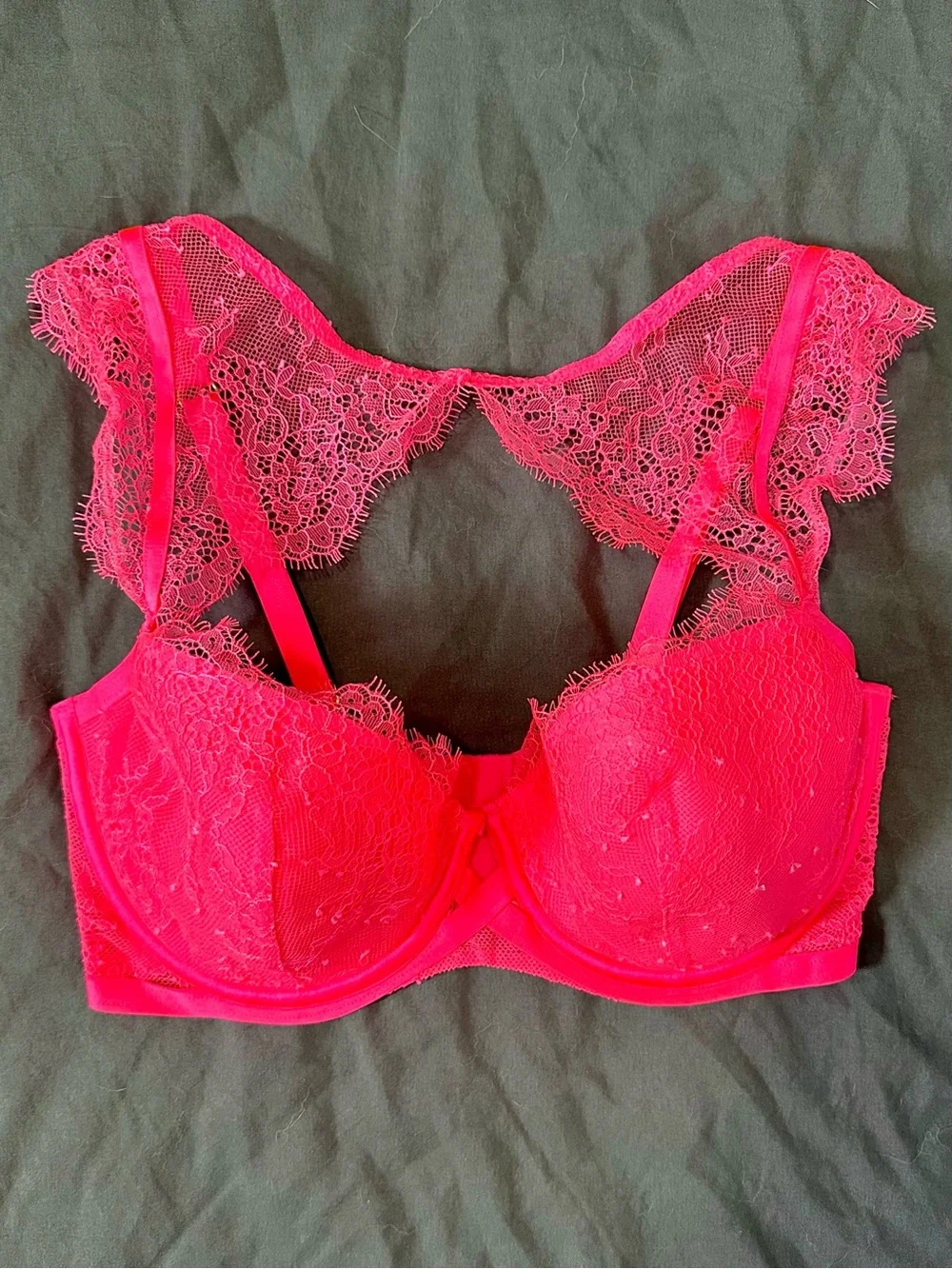 Victoria’s Secret Very Sexy Neon Pink Lace Bra & Panty Set 32DD Medium NWT Y2K - Picture 6 of 9